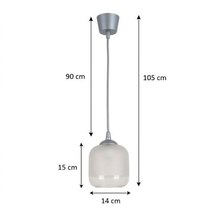 Brilagi - LED Lustr na lanku RETRO GLASS 1xE27/60W/230V pr. 14 cm stříbrná/bílá