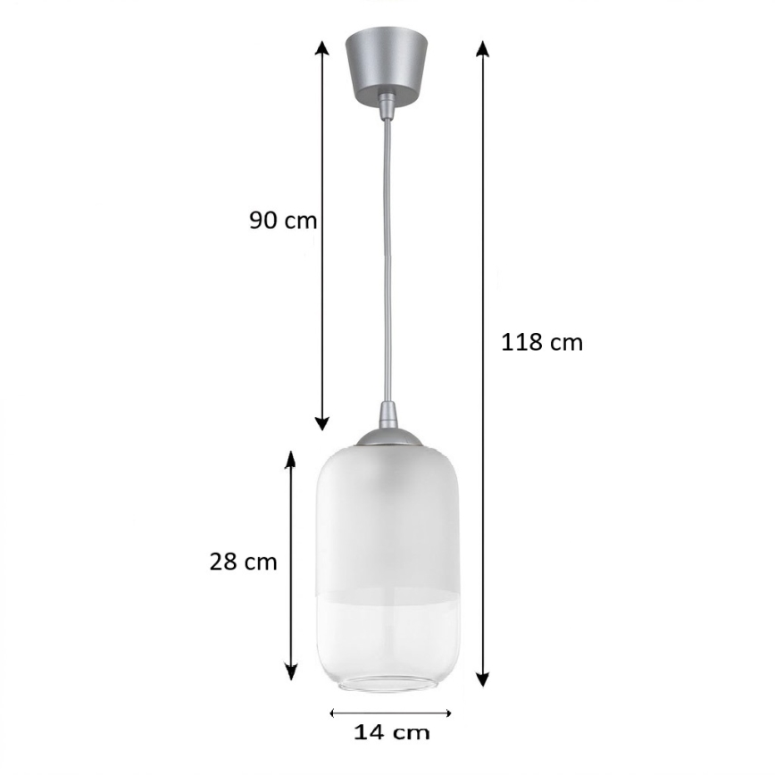 Brilagi - LED Lustr na lanku RETRO GLASS 1xE27/60W/230V pr. 14 cm stříbrná/bílá