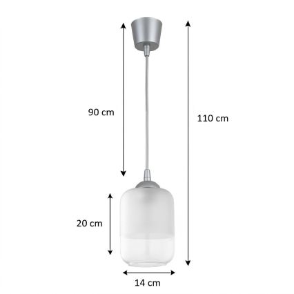 Brilagi - LED Lustr na lanku RETRO GLASS 1xE27/60W/230V pr. 14 cm stříbrná/bílá