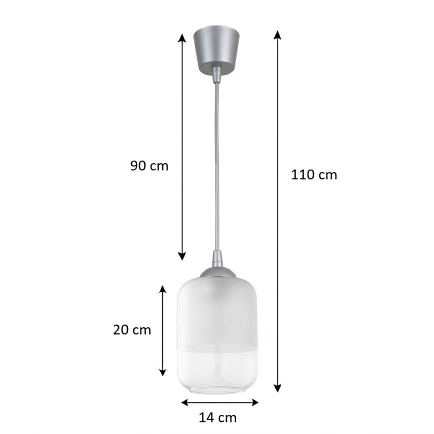 Brilagi - LED Lustr na lanku RETRO GLASS 1xE27/60W/230V pr. 14 cm stříbrná/bílá