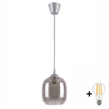 Brilagi - LED Lustr na lanku RETRO GLASS 1xE27/60W/230V pr. 14 cm stříbrná/kouřová šedá