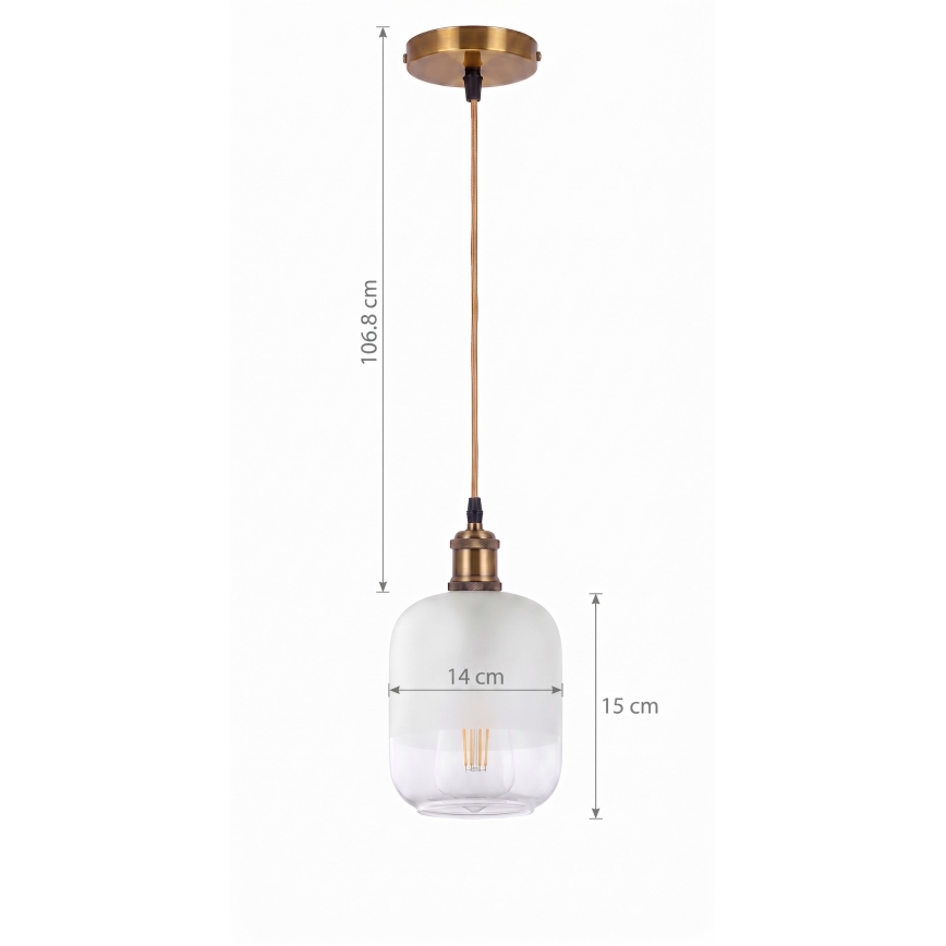 BRILAGI - LED Lustr na lanku RETRO GLASS 1xE27/60W/230V pr. 14 cm zlatá/bílá