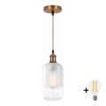 BRILAGI - LED Lustr na lanku RETRO GLASS 1xE27/60W/230V pr. 14 cm zlatá/bílá