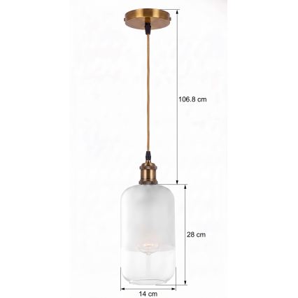 BRILAGI - LED Lustr na lanku RETRO GLASS 1xE27/60W/230V pr. 14 cm zlatá/bílá