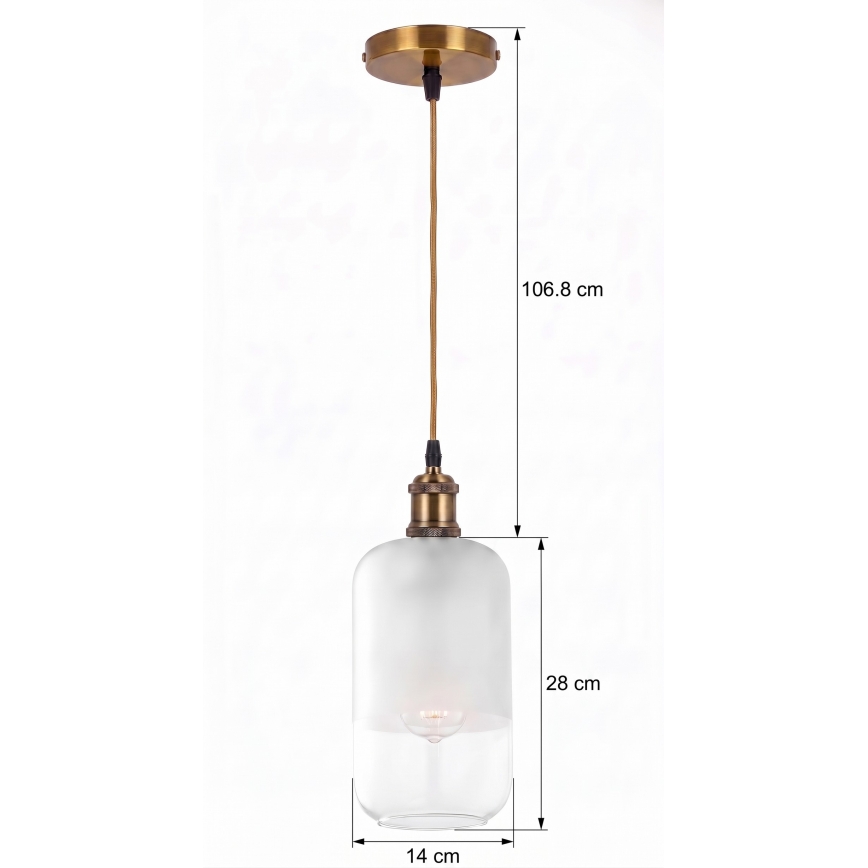 BRILAGI - LED Lustr na lanku RETRO GLASS 1xE27/60W/230V pr. 14 cm zlatá/bílá