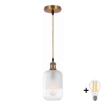 BRILAGI - LED Lustr na lanku RETRO GLASS 1xE27/60W/230V pr. 14 cm zlatá/bílá
