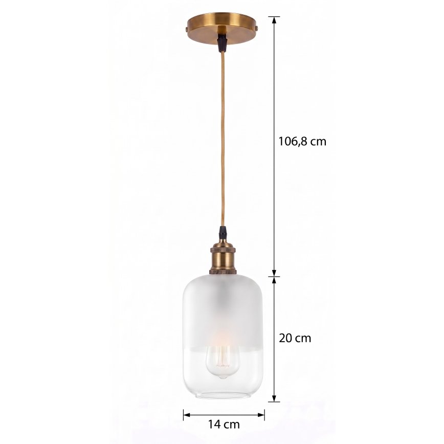 BRILAGI - LED Lustr na lanku RETRO GLASS 1xE27/60W/230V pr. 14 cm zlatá/bílá