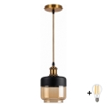 BRILAGI - LED Lustr na lanku RETRO GLASS 1xE27/60W/230V pr. 14 cm zlatá/kouřová béžová
