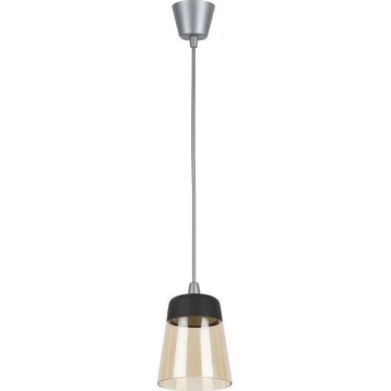 Brilagi - LED Lustr na lanku RETRO GLASS 1xE27/60W/230V pr. 15,5 cm stříbrná/kouřová béžová/černá