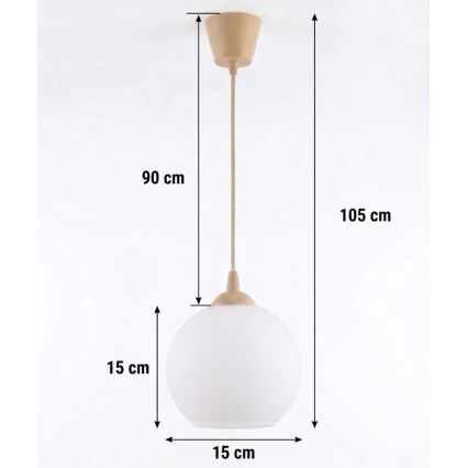Brilagi - LED Lustr na lanku RETRO GLASS 1xE27/60W/230V pr. 15 cm béžová/bílá