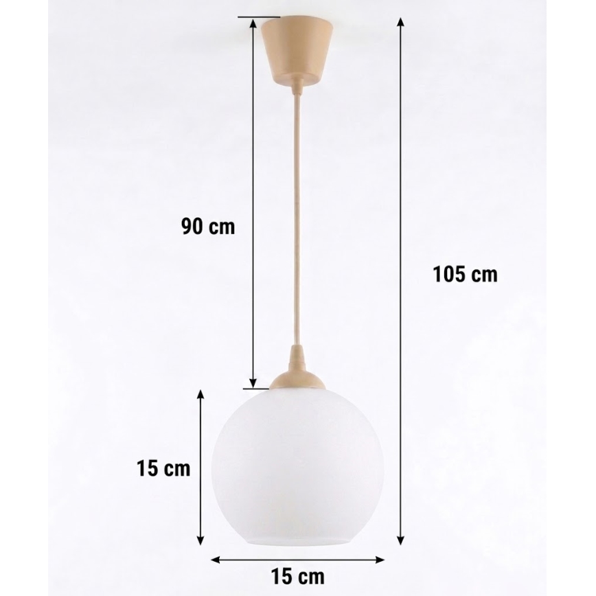 Brilagi - LED Lustr na lanku RETRO GLASS 1xE27/60W/230V pr. 15 cm béžová/bílá