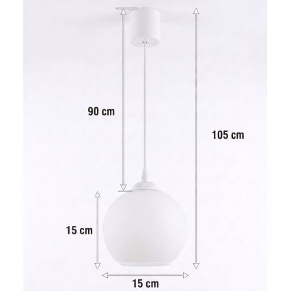 Brilagi - LED Lustr na lanku RETRO GLASS 1xE27/60W/230V pr. 15 cm bílá