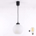 Brilagi - LED Lustr na lanku RETRO GLASS 1xE27/60W/230V pr. 15 cm černá/bílá