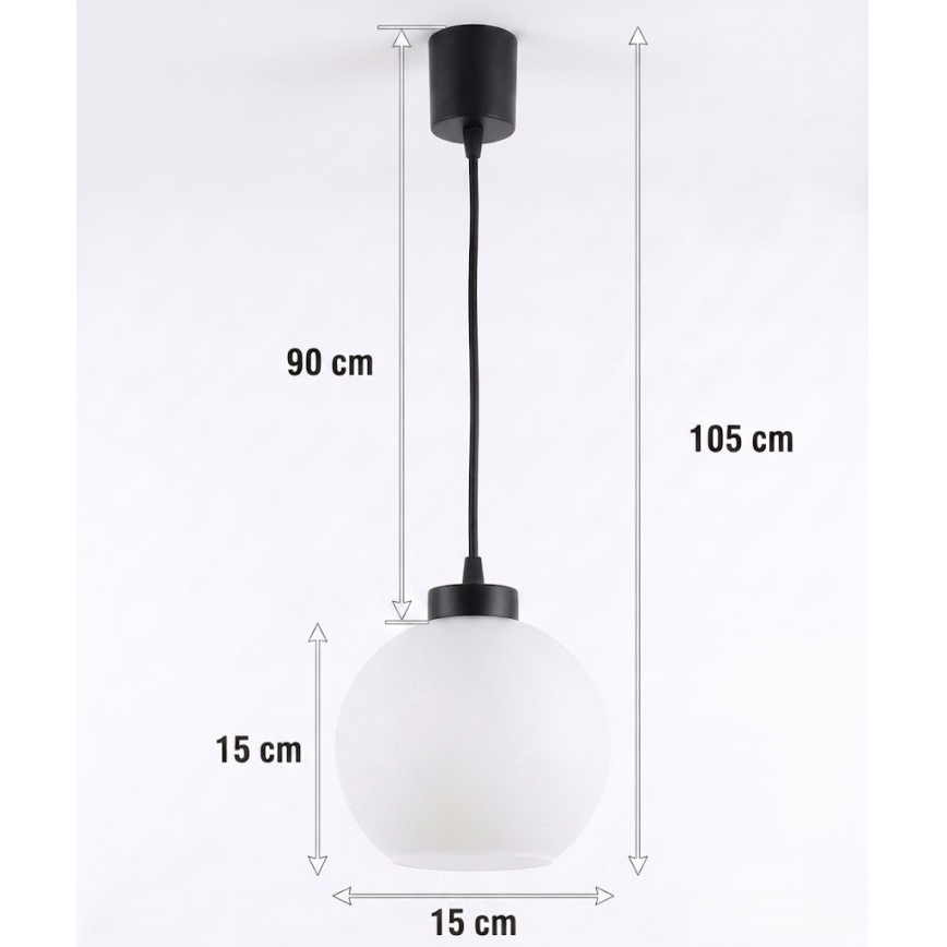 Brilagi - LED Lustr na lanku RETRO GLASS 1xE27/60W/230V pr. 15 cm černá/bílá