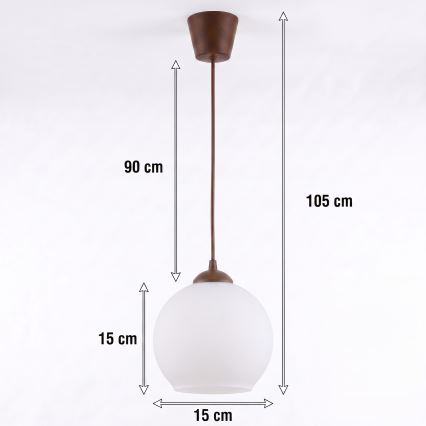 Brilagi - LED Lustr na lanku RETRO GLASS 1xE27/60W/230V pr. 15 cm hnědá/bílá