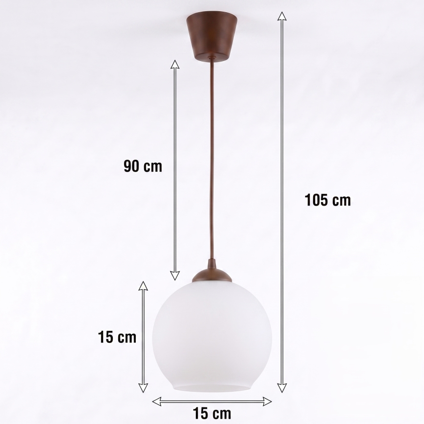 Brilagi - LED Lustr na lanku RETRO GLASS 1xE27/60W/230V pr. 15 cm hnědá/bílá