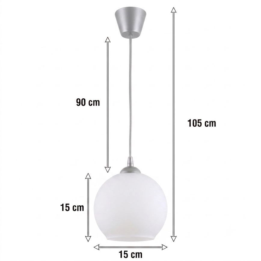 Brilagi - LED Lustr na lanku RETRO GLASS 1xE27/60W/230V pr. 15 cm stříbrná/bílá