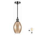 BRILAGI - LED Lustr na lanku RETRO GLASS 1xE27/60W/230V pr. 17 cm černá/kouřová béžová