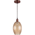 Brilagi - LED Lustr na lanku RETRO GLASS 1xE27/60W/230V pr. 17 cm měděná/kouřová béžová