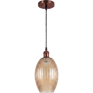 Brilagi - LED Lustr na lanku RETRO GLASS 1xE27/60W/230V pr. 17 cm měděná/kouřová béžová