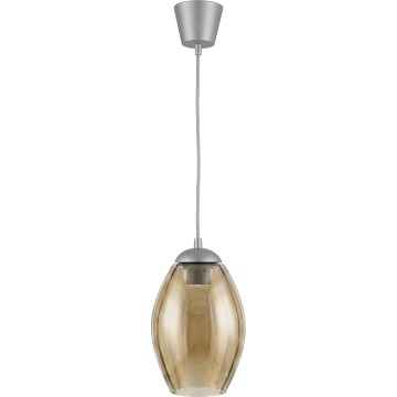 Brilagi - LED Lustr na lanku RETRO GLASS 1xE27/60W/230V pr. 17 cm stříbrná/kouřová béžová