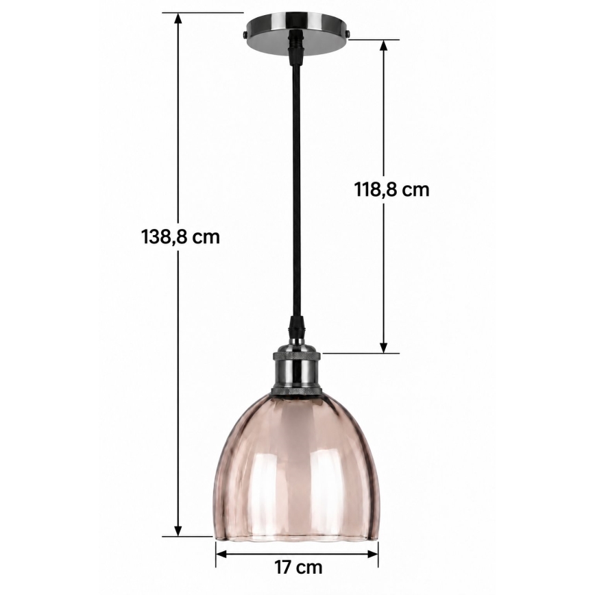 BRILAGI - LED Lustr na lanku RETRO GLASS 1xE27/60W/230V pr. 17 cm černá/kouřová béžová