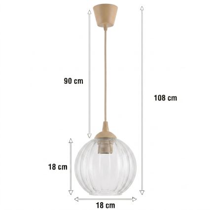 Brilagi - LED Lustr na lanku RETRO GLASS 1xE27/60W/230V pr. 18 cm béžová/čirá