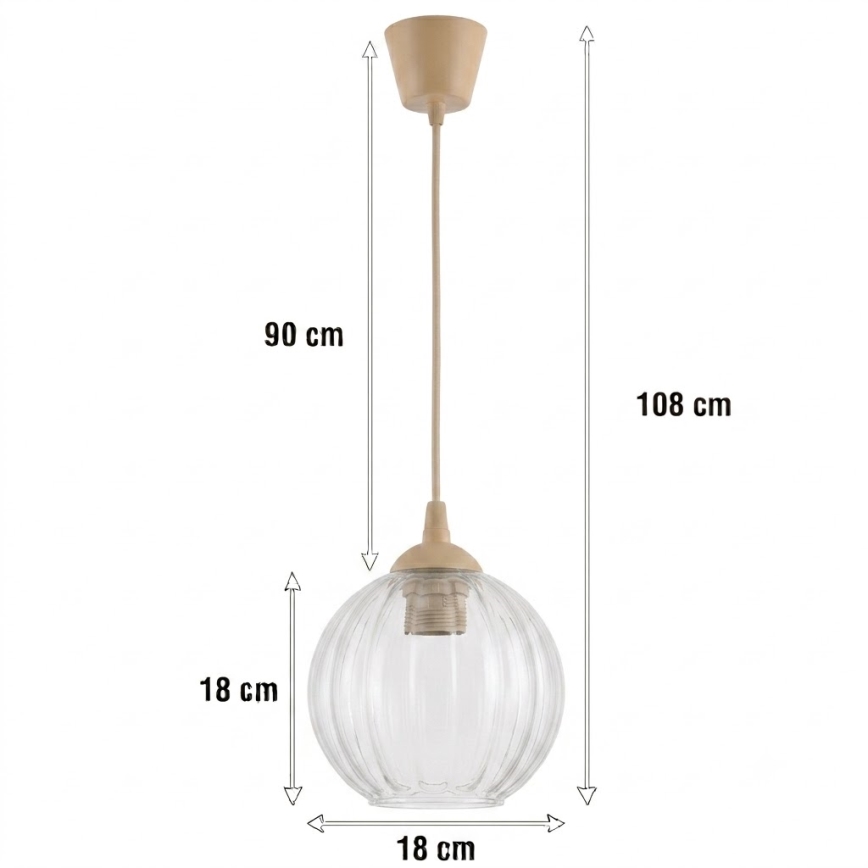 Brilagi - LED Lustr na lanku RETRO GLASS 1xE27/60W/230V pr. 18 cm béžová/čirá
