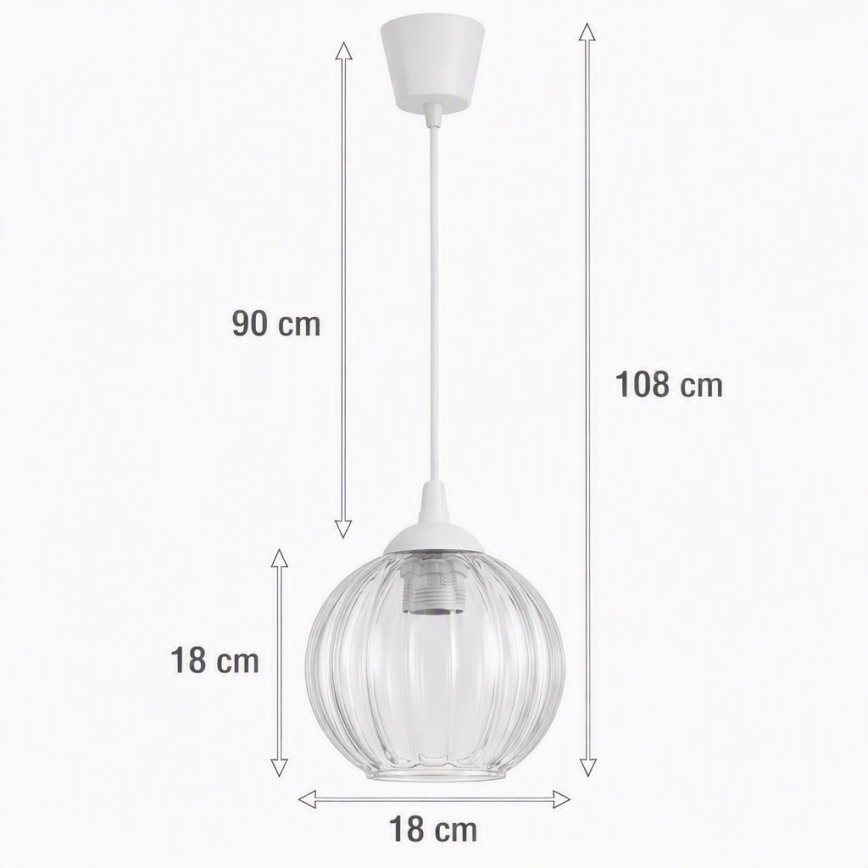 Brilagi - LED Lustr na lanku RETRO GLASS 1xE27/60W/230V pr. 18 cm bílá/čirá