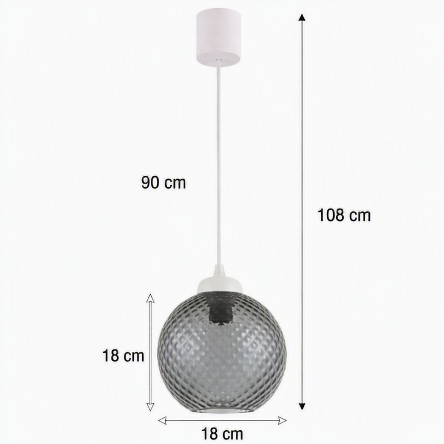 Brilagi - LED Lustr na lanku RETRO GLASS 1xE27/60W/230V pr. 18 cm bílá/kouřová šedá