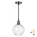 BRILAGI - LED Lustr na lanku RETRO GLASS 1xE27/60W/230V pr. 18 cm černá/čirá