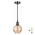 BRILAGI - LED Lustr na lanku RETRO GLASS 1xE27/60W/230V pr. 18 cm černá/kouřová hnědá