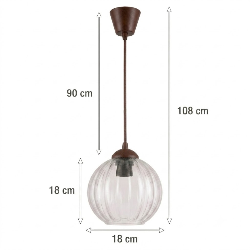 Brilagi - LED Lustr na lanku RETRO GLASS 1xE27/60W/230V pr. 18 cm hnědá/čirá