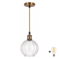 BRILAGI - LED Lustr na lanku RETRO GLASS 1xE27/60W/230V pr. 18 cm zlatá/čirá