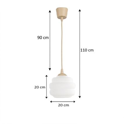 Brilagi - LED Lustr na lanku RETRO GLASS 1xE27/60W/230V pr. 20 cm béžová/bílá