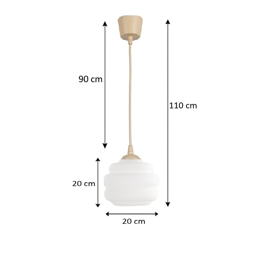 Brilagi - LED Lustr na lanku RETRO GLASS 1xE27/60W/230V pr. 20 cm béžová/bílá