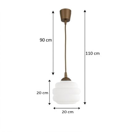Brilagi - LED Lustr na lanku RETRO GLASS 1xE27/60W/230V pr. 20 cm hnědá/bílá