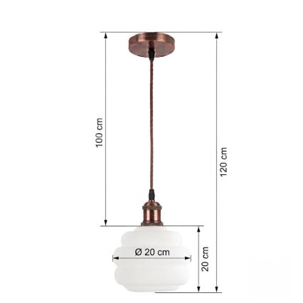 Brilagi - LED Lustr na lanku RETRO GLASS 1xE27/60W/230V pr. 20 cm měděná/bílá