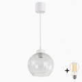 Brilagi - LED Lustr na lanku RETRO GLASS 1xE27/60W/230V pr. 25 cm bílá/čirá