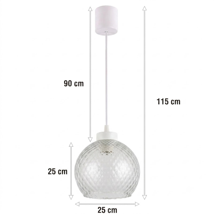 Brilagi - LED Lustr na lanku RETRO GLASS 1xE27/60W/230V pr. 25 cm bílá/kouřová šedá