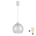 Brilagi - LED Lustr na lanku RETRO GLASS 1xE27/60W/230V pr. 25 cm bílá/kouřová šedá