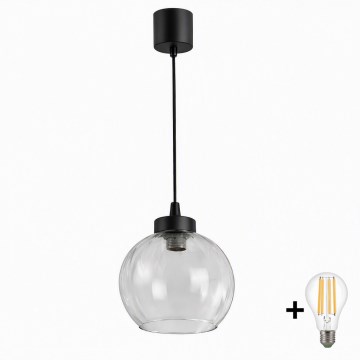 Brilagi - LED Lustr na lanku RETRO GLASS 1xE27/60W/230V pr. 25 cm černá/čirá
