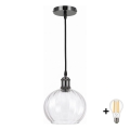BRILAGI - LED Lustr na lanku RETRO GLASS 1xE27/60W/230V pr. 25 cm černá/čirá