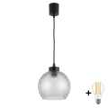 Brilagi - LED Lustr na lanku RETRO GLASS 1xE27/60W/230V pr. 25 cm černá/kouřová šedá