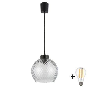 Brilagi - LED Lustr na lanku RETRO GLASS 1xE27/60W/230V pr. 25 cm černá/kouřová šedá