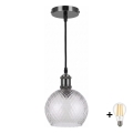BRILAGI - LED Lustr na lanku RETRO GLASS 1xE27/60W/230V pr. 25 cm černá/kouřová šedá