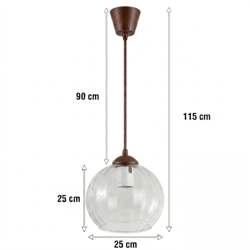 Brilagi - LED Lustr na lanku RETRO GLASS 1xE27/60W/230V pr. 25 cm hnědá/čirá