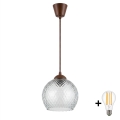 Brilagi - LED Lustr na lanku RETRO GLASS 1xE27/60W/230V pr. 25 cm hnědá/kouřová šedá