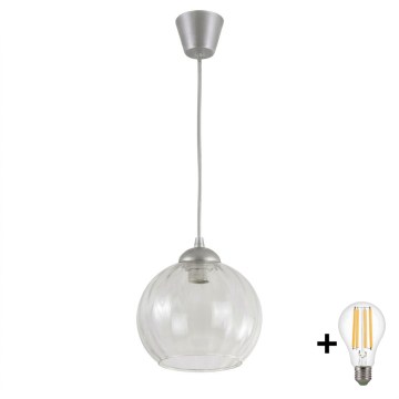 Brilagi - LED Lustr na lanku RETRO GLASS 1xE27/60W/230V pr. 25 cm stříbrná/čirá