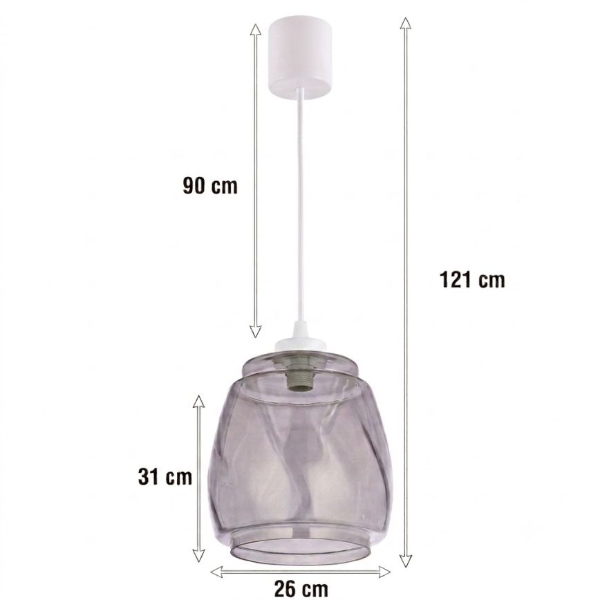 Brilagi - LED Lustr na lanku RETRO GLASS 1xE27/60W/230V pr. 26 cm bílá/kouřová šedá